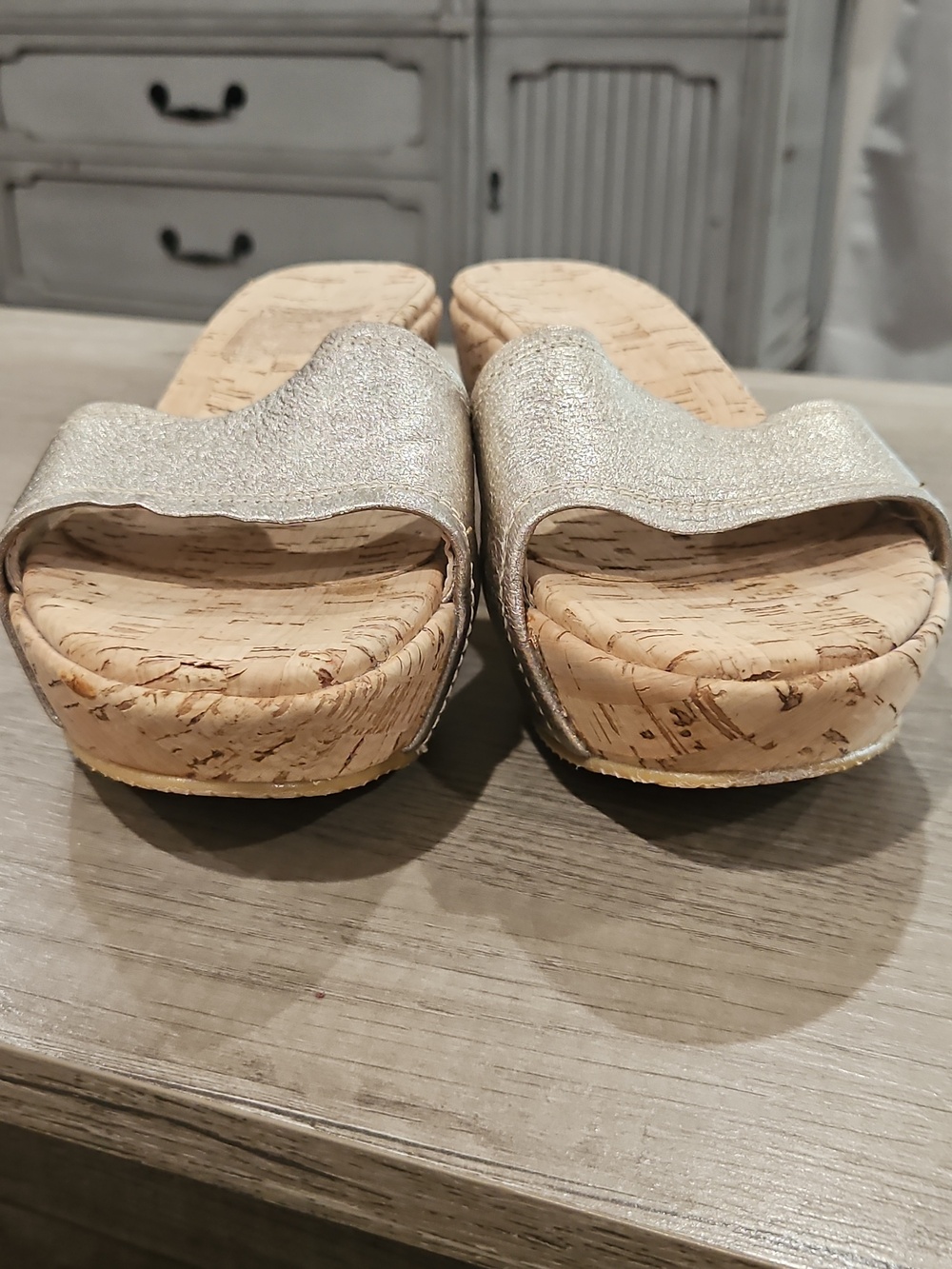 Stuart Weitzman Metallic Leather Slide Sandals Size 8.5 - Picture 3 of 13